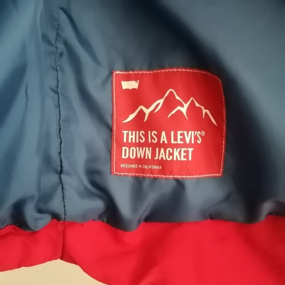 Levi's Men's Goose Down Fill Red Puffer Vest With Corduroy Trim Small - Picture 11 of 15